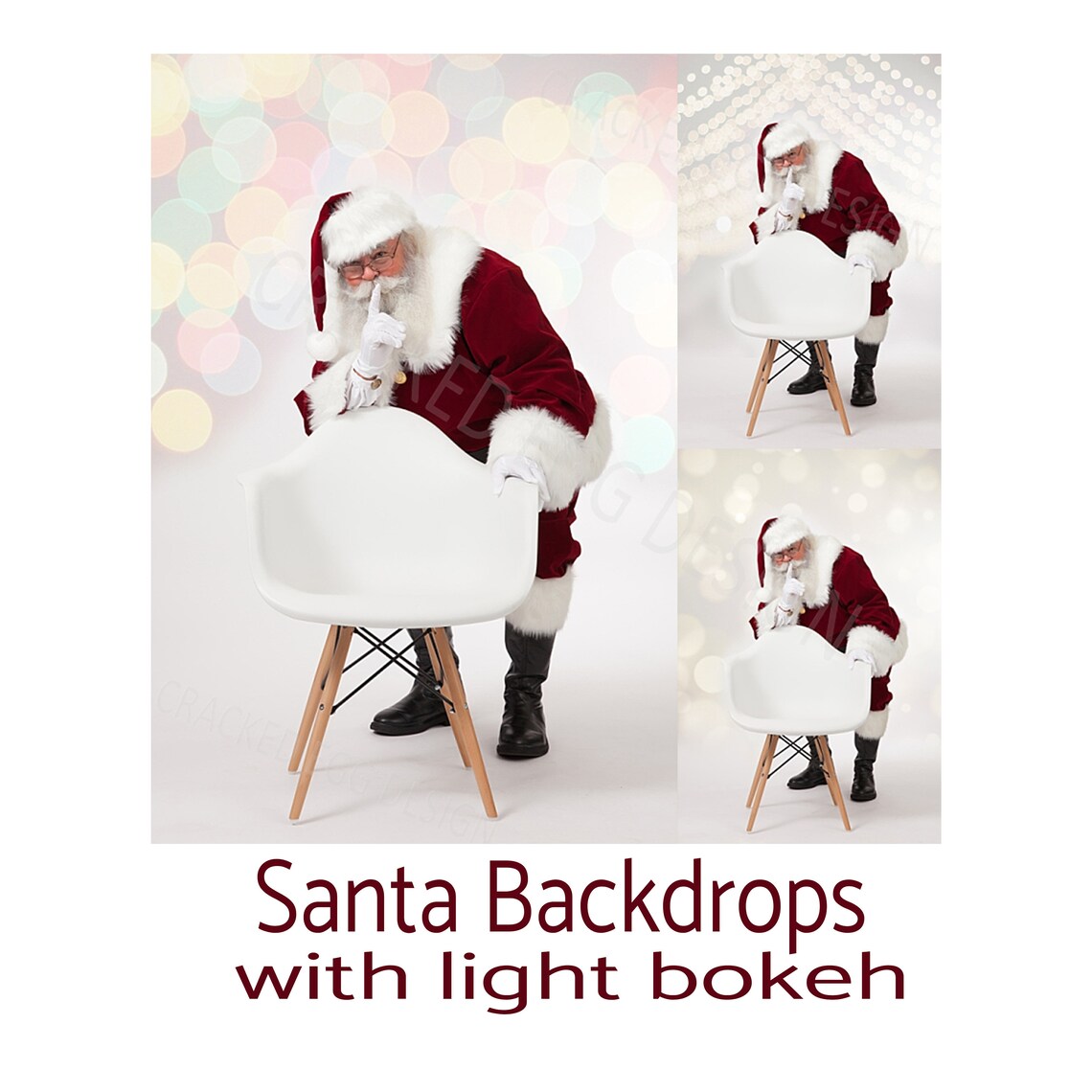 Santa Digital Backdrop With Mid Century White Chair Colorful - Etsy