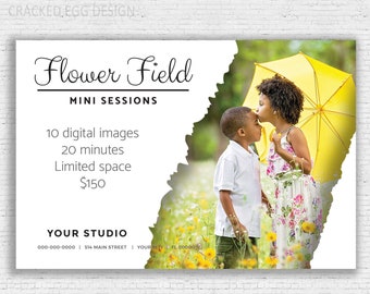 Photographer, Mini Session Pricing Guide, Marketing, For Photographers, Mini Sessions, Customizable, Studio Template, Flower Field Minis