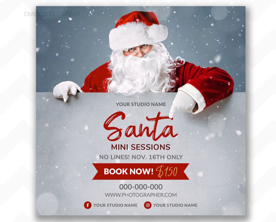 Classic Santa With Beard, Photographer's Template for Holiday Mini ...