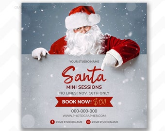 Classic Santa With Beard, Photographer's Template for Holiday Mini Sessions, Includes Santa and all Fonts