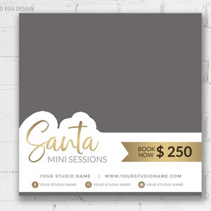 Santa Mini Sessions Template WITH SANTA Graphic, Photoshop Template, Customize it, Marketing Template, Holiday Sessions, For Photographers image 3