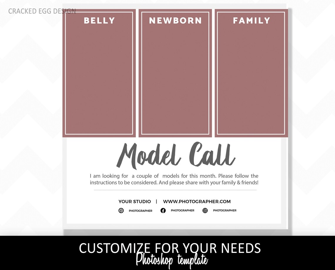 Model Call Flyer Template for Photographers Three Photos - Etsy