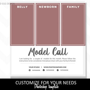 Model Call Flyer Template for Photographers Three Photos - Etsy