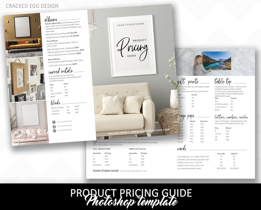 Photography Rates Per Hour Brochure.pdf Photography Pricing Guide Brochure: Customizable Photoshop Template - Etsy