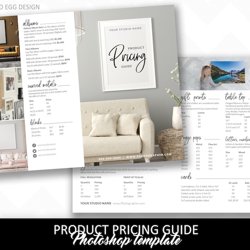 Wall Art Product Pricing Guide Template for Photographers Etsy