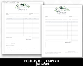 Invoicing price sheet for florists, photographers, floral, wedding planners, DJs, videographers, edit in Photoshop, fonts incl
