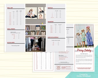 Photographer Pricing, Pricing Template, Pricing Sheet, In Person Sales, Photographer Trifold brochure, Red & Black, Great for IPS, Fonts