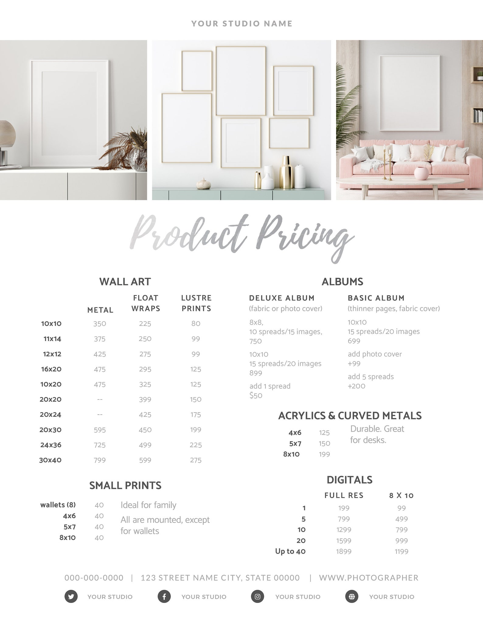 Product Pricing Guide Template Silver Price Your A La Carte - Etsy