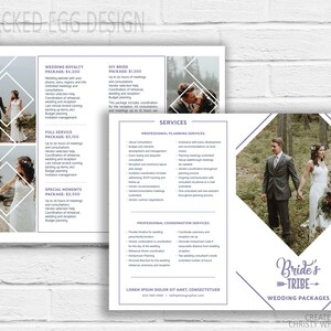 Prezzi Wedding Planner, Brochure, Pacchetti, Modello Photoshop, Viola, Altri colori disponibili, PERSONALIZZA