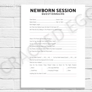 Newborn Session Questionnaire Template for Photographers | Etsy