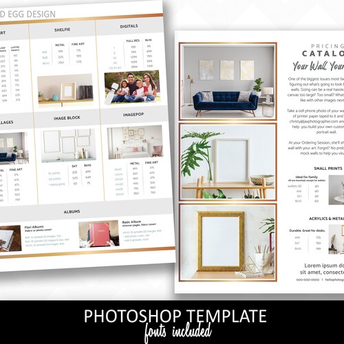 Wall Art Product Pricing Guide Template for Photographers Etsy