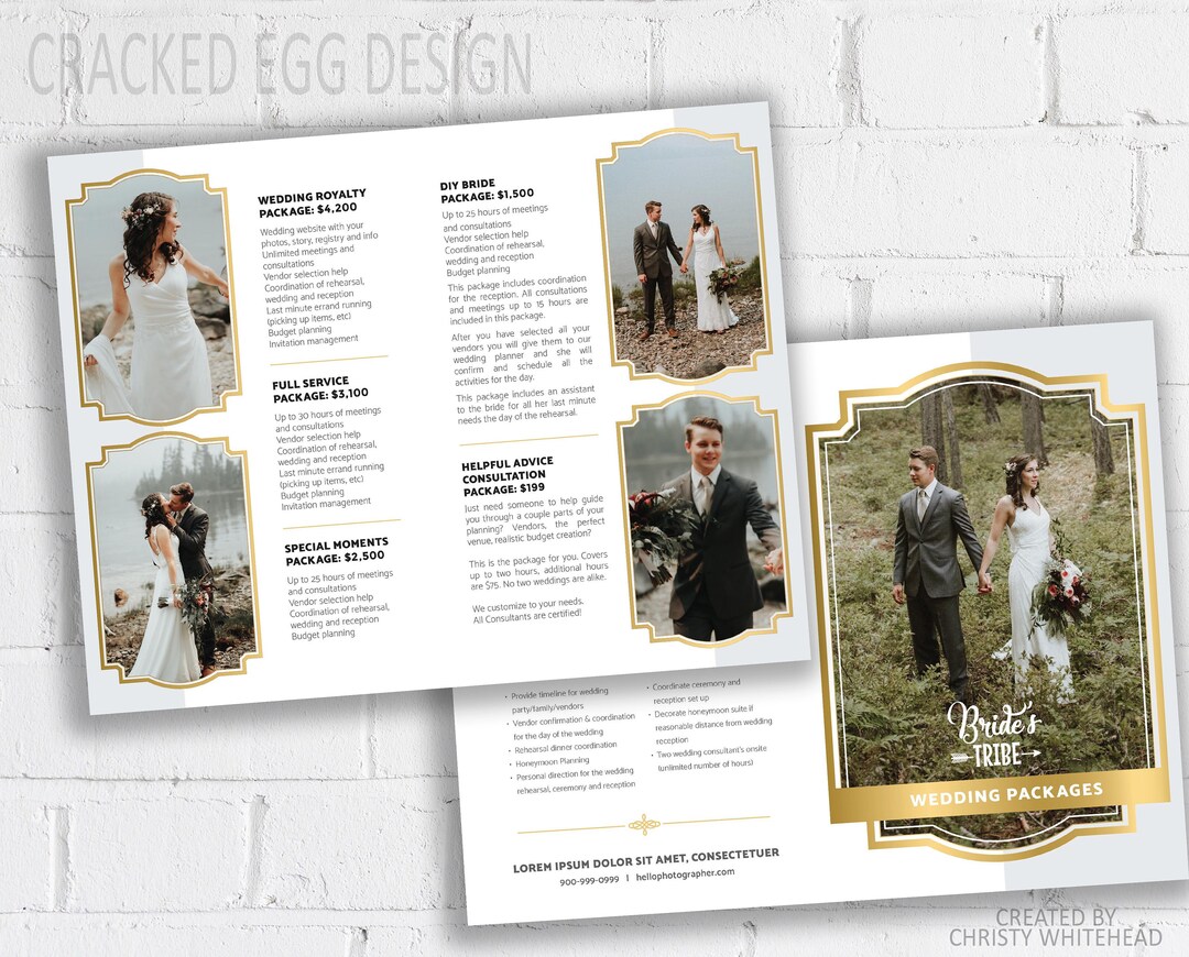 Event Planner Pricing Template, Wedding Brochure, Vintage Frames