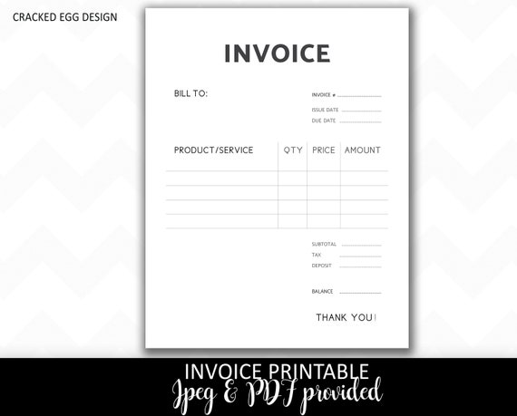 invoice template business invoice printable invoice etsy