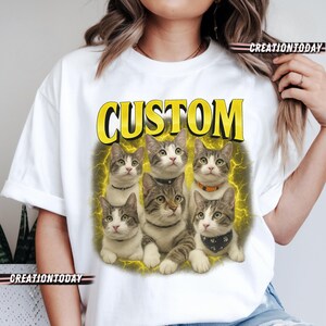 Aangepast katten-T-shirt, kattenshirt, gepersonaliseerd, cadeau huisdierliefhebber, comfortabel kleuren-T-shirt, perfect cadeau voor huisdier- en dierenliefhebbers.