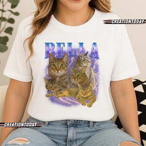 Aangepast T-shirt, gepersonaliseerd katten-T-shirt, dierenliefhebber, cadeau, schattige kat, comfortabele kleuren, grafisch T-shirt.