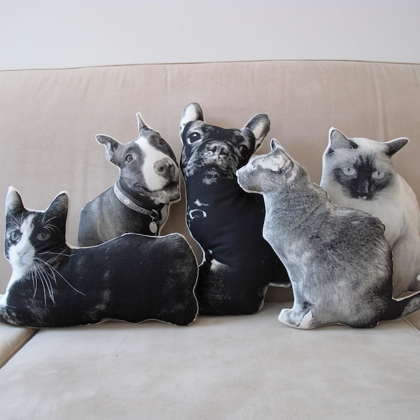 Aangepaste zeefdruk huisdier kussen, gepersonaliseerd kattenkussen, gepersonaliseerd hondenkussen, huisdier portret, huisdier herdenkingscadeau