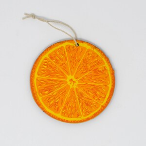 Wooden Silkscreen Orange Slice Ornament image 2