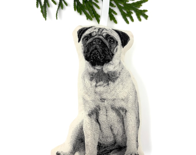 Silkscreen Pug Ornament