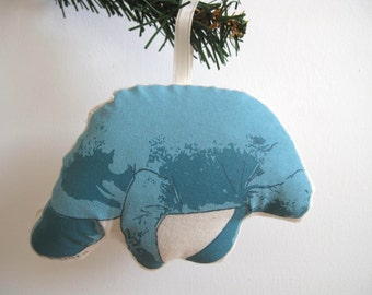 Silkscreen Manatee Ornament -SALE