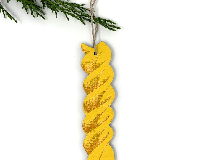 Wooden Silkscreen Fusilli Pasta Ornament