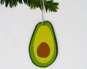 Wooden Silkscreen Avocado Ornament