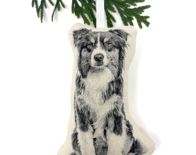 Silkscreen Australian Shepherd Ornament
