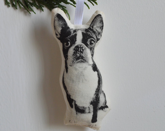 Silkscreen Boston Terrier Ornament
