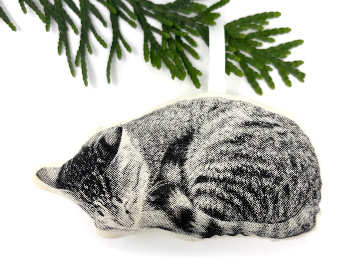 Silkscreen Sleeping Cat Ornament