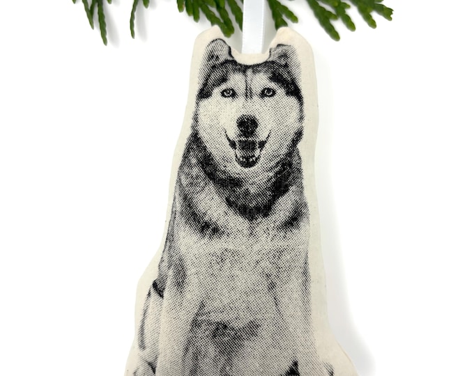Silkscreen Siberian Husky Ornament