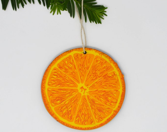 Wooden Silkscreen Orange Slice Ornament