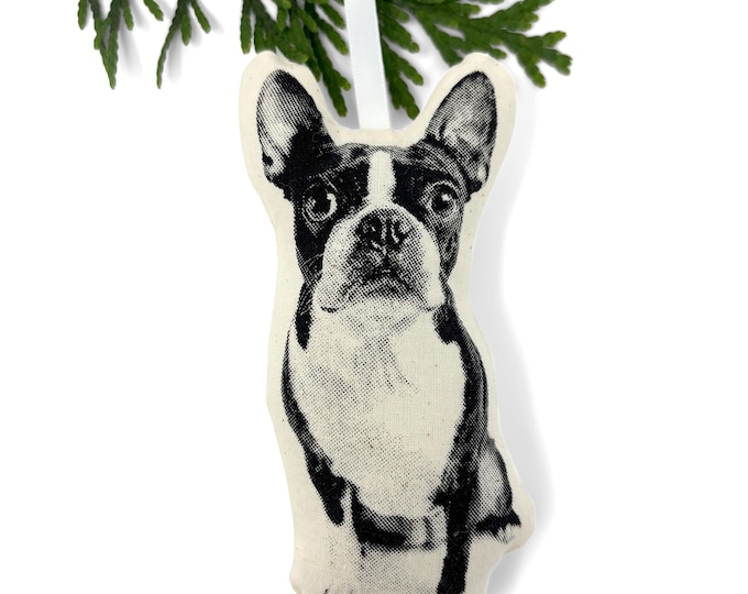 Silkscreen Boston Terrier Ornament