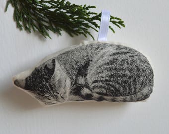 Silkscreen Sleeping Cat Ornament