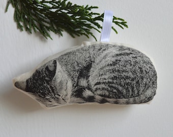 Silkscreen Sleeping Cat Ornament
