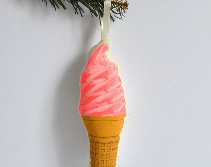 Silkscreen Ice Cream Cone Ornament