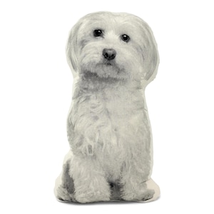 Maltesisches Kissen, konturförmig, schwarz-weißes Siebdruck-Werbedruckkissen, perfektes Geschenk für Hundeliebhaber