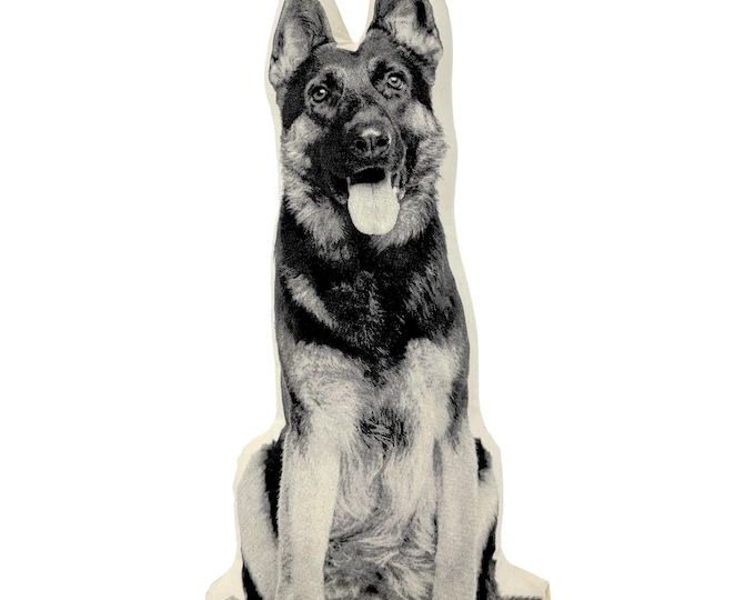 German Shepherd Pillow, Contour Shaped, Black and White Silkscreen Printed Throw Pillow, Perfect Gift for Dog Lovers