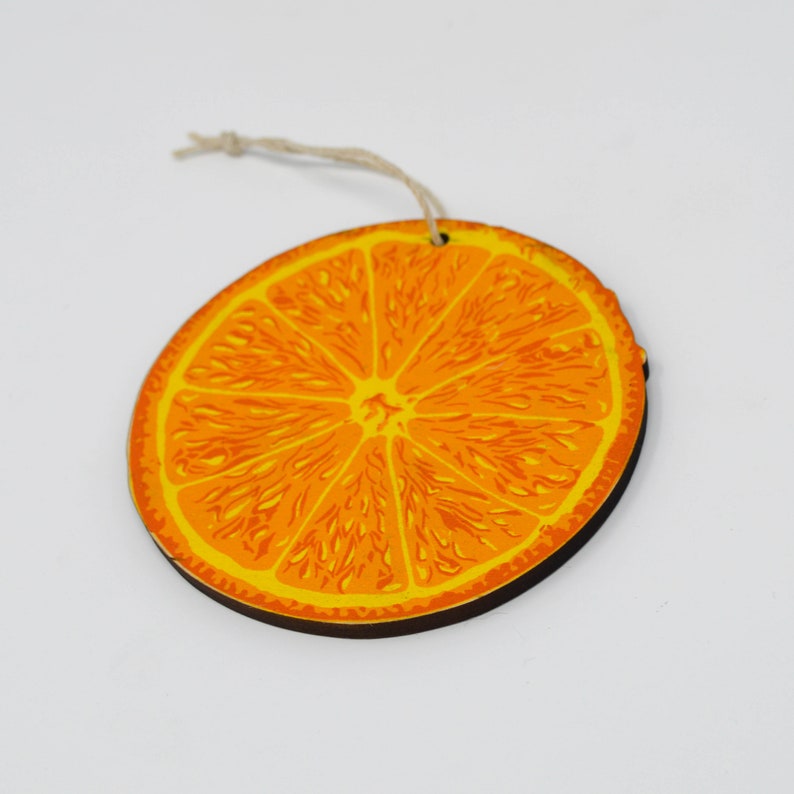 Wooden Silkscreen Orange Slice Ornament image 3