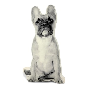 French Bulldog Pillow, Contour Shaped, Black and White Silkscreen Printed Throw Pillow, Perfect Gift for Dog Lovers