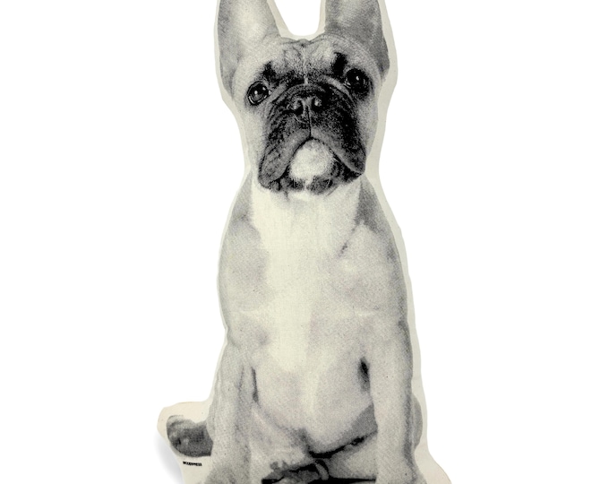 French Bulldog Pillow, Contour Shaped, Black and White Silkscreen Printed Throw Pillow, Perfect Gift for Dog Lovers