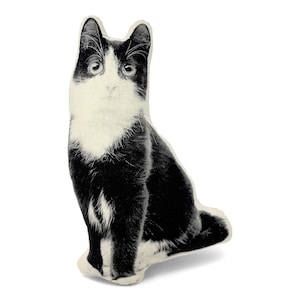 Black and White Kitten Pillow, Contour Shaped, Black and White Silkscreen Printed Throw Pillow, Perfect Gift for Cat Lovers