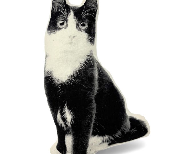 Black and White Kitten Pillow, Contour Shaped, Black and White Silkscreen Printed Throw Pillow, Perfect Gift for Cat Lovers
