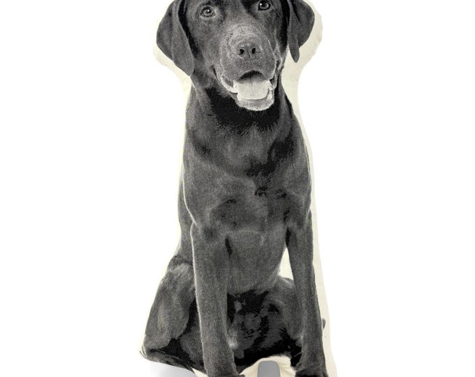 Labrador Retriever Pillow, Contour Shaped, Black and White Silkscreen Printed Throw Pillow, Perfect Gift for Dog Lovers