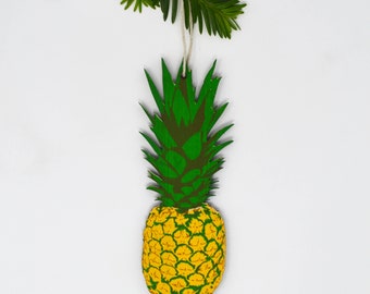 Wooden Silkscreen Pineapple Ornament-SALE