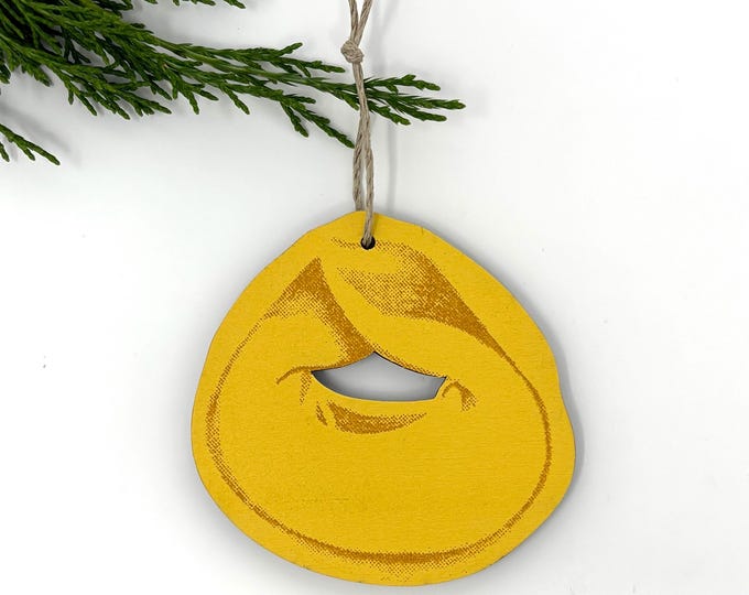 Wooden Silkscreen Farfalle Pasta Ornament
