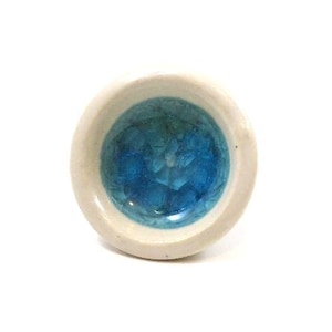 Azure blue glass and white hand made drawer pull shipping included MADE TO ORDER 2-3wks