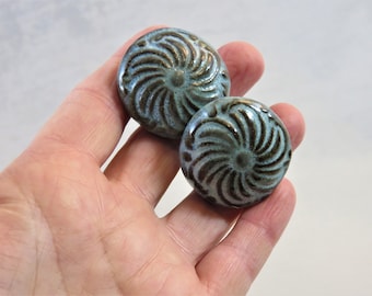 Seafoam and opal vintage pattern Ceramic  Drawer Pulls Sets MADE TO ORDER 2-3wks