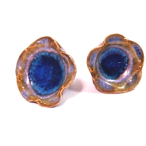 Opal and Orion with teal glass floral Hand Made Ceramic and Glass Drawer Pull  MADE TO ORDER 2-3wks shipping included