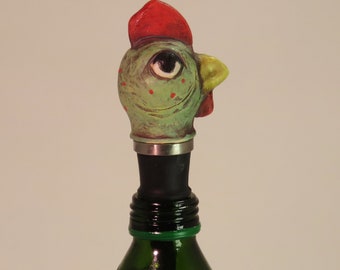 Geen Hen bottle stopper hand made SHIPPING INCLUDED