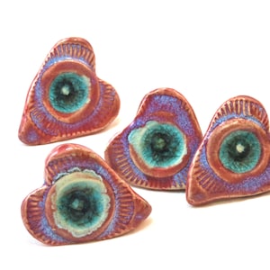 Fantastic Hearts Handmade Ceramic and Glass drawer pulls sets are MADE TO ORDER 2-3wks