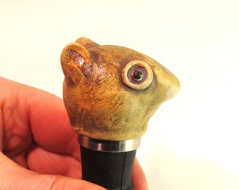 Brown Mouse bottle stopper hand made SHIPPING INCLUDED